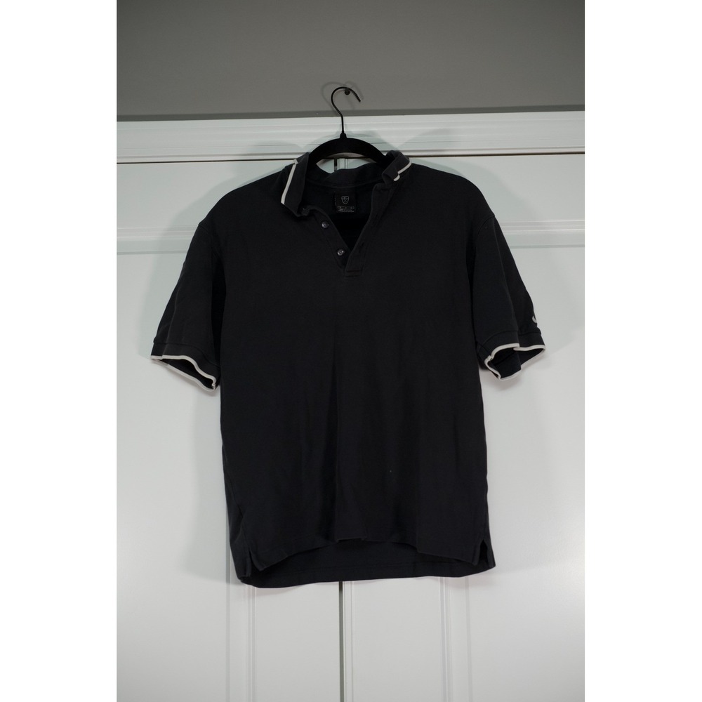 Nike Golf Mens Polo Shirt Black Short Sleeve White Tipped Pique Size Medium